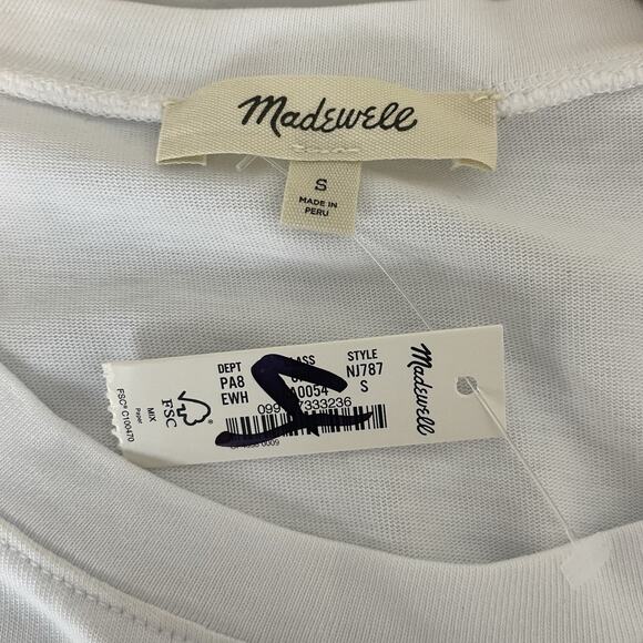 Madewell Side-Cinch Muscle Tee Eyelet White Small‎ NJ787 Casual Classic Basic - Picture 3 of 9